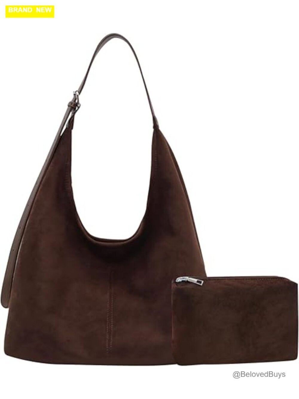 Faux Suede Hobo Bag with Small Purse Large Tote Shoulder Crossbody Slouchy Retro